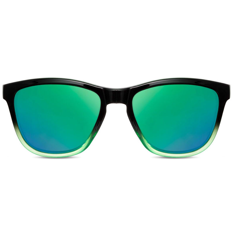 Sorte Fade Wayfarer Style Solbriller - Blågrønne spejlglas - Billede 2
