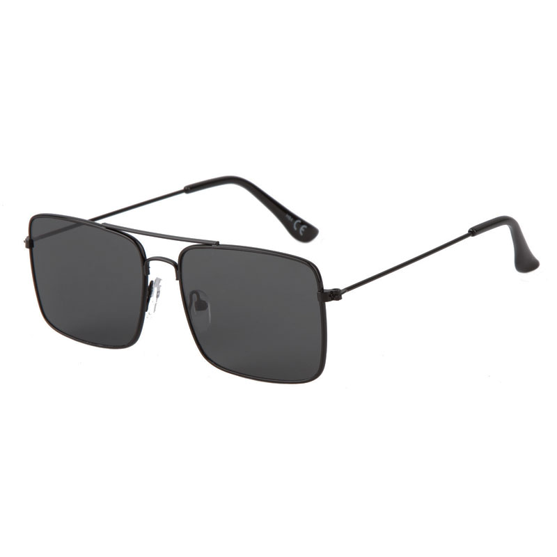 Firkantede Aviator solbriller - Sort metal | Mørke glas