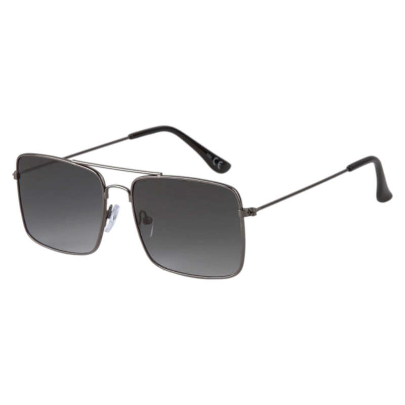 Firkantede Aviator solbriller - Mørk metal | Grå fade glas