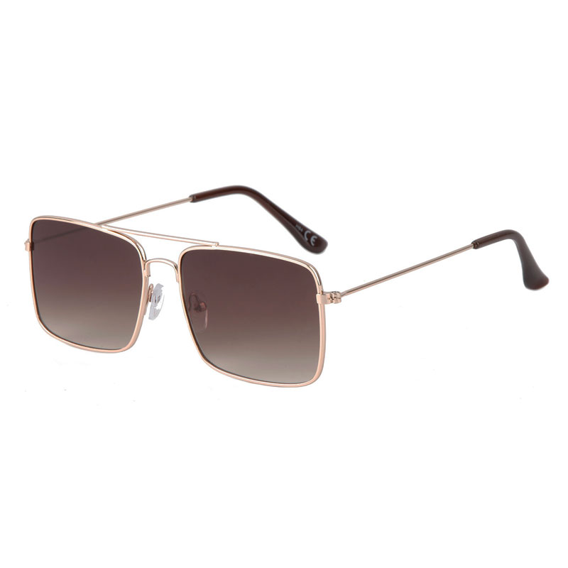 Firkantede Aviator solbriller - Guld metal | Brune fade glas