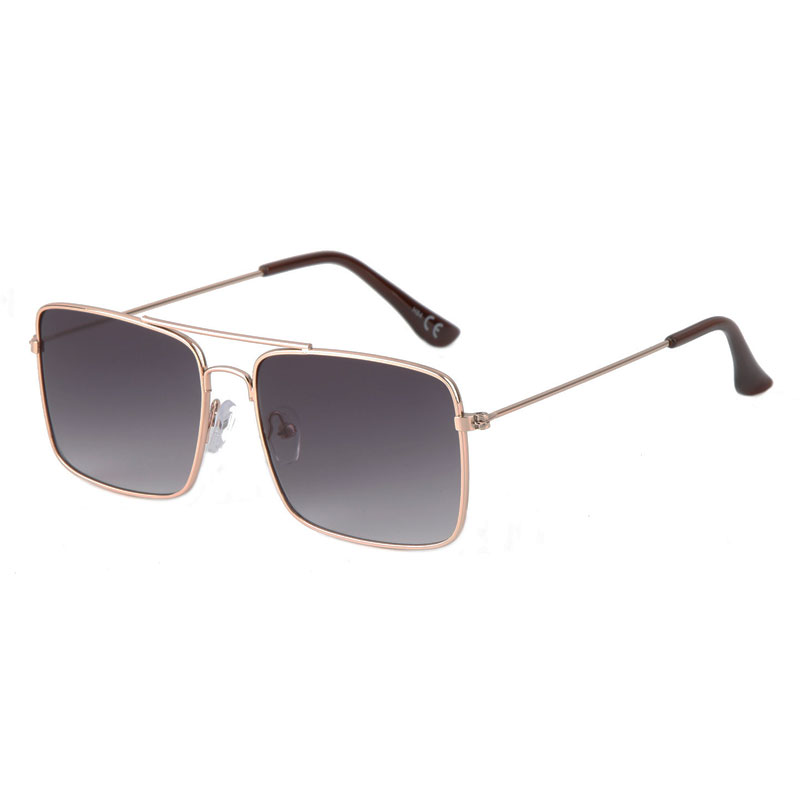 Firkantede Aviator solbriller - Guld metal | Grå fade glas