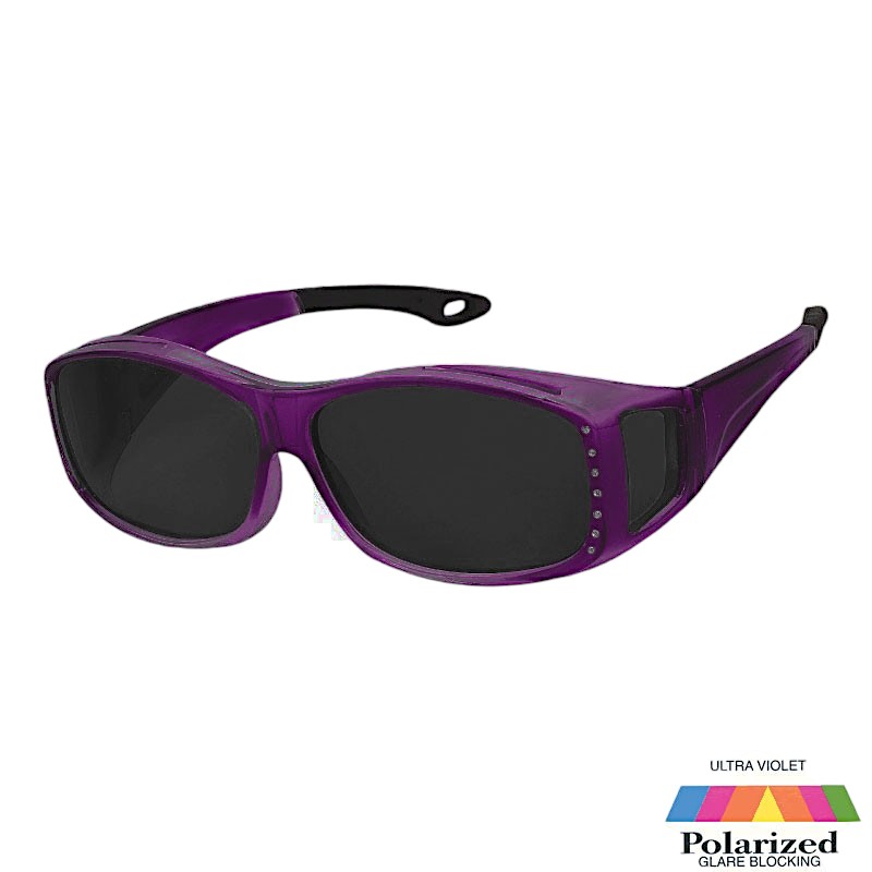 Lilla transparente Fit-Over Solbriller med "diamanter" - Mørke glas