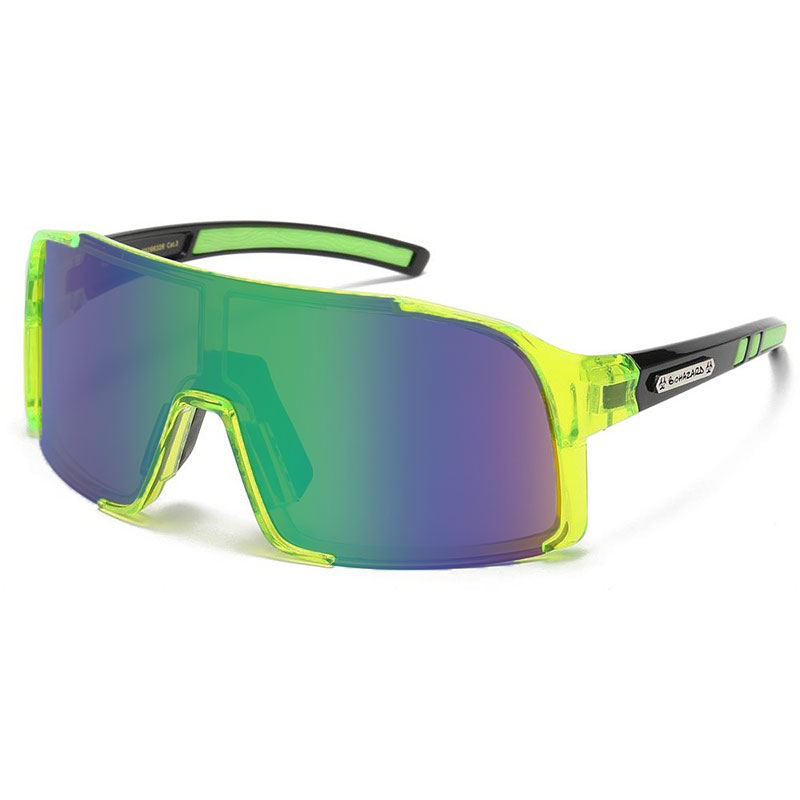 Biohazard Sports solbriller | Neon gult stel - Blå-grønt Spejlglas