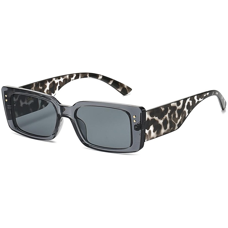 Blå-grå smalle Giselle Solbriller med leopard stænger - Monnaie | Grå glas