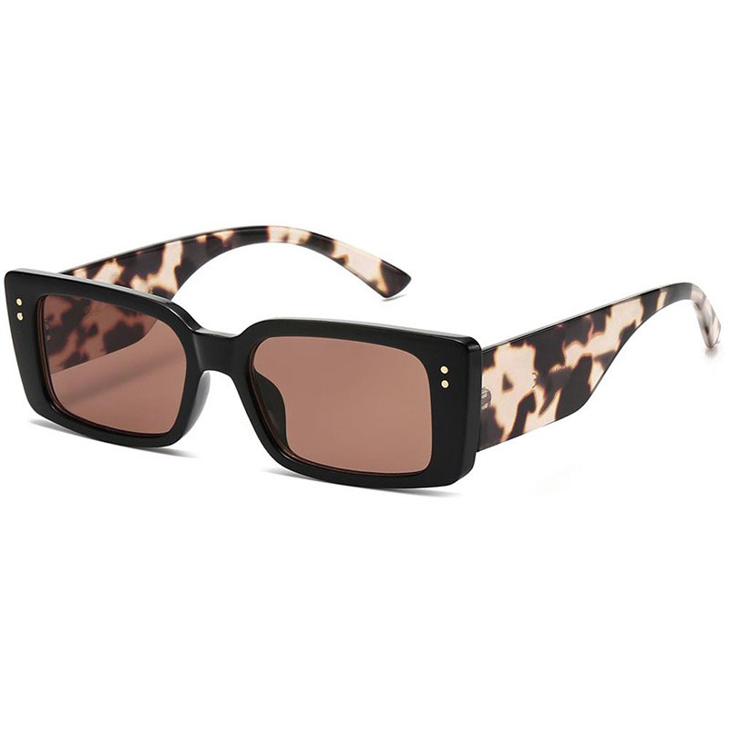 Rød-brune smalle Giselle Solbriller med leopard stænger - Monnaie | Rød-brune glas