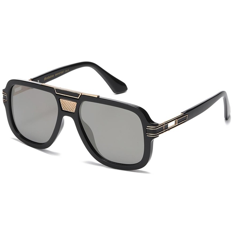 Sorte Manhattan Millionaire Solbriller - Angus | Guld - Let guld spejlglas