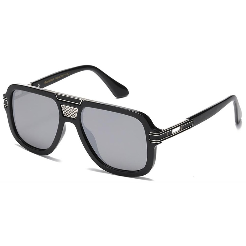 Sorte Manhattan Millionaire Solbriller - Angus | Sølvguld - Let sølvspejlglas