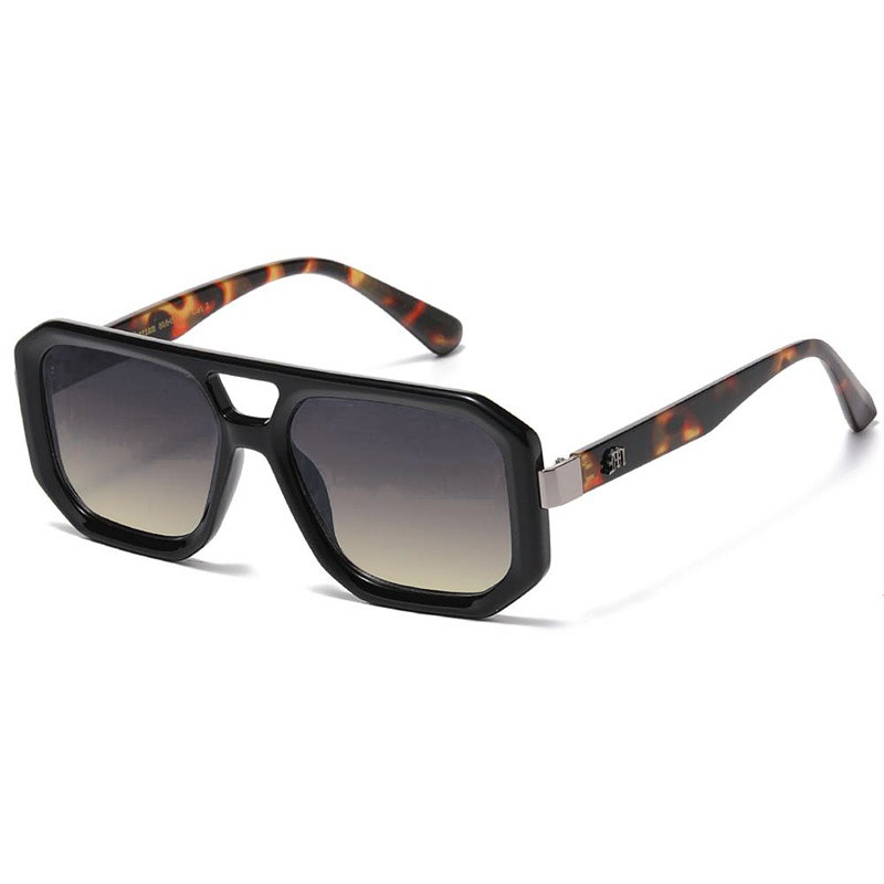 Sorte Manhattan Millionaire Solbriller med brun turtle stænger - Winston | Sølv - Brune Fade glas