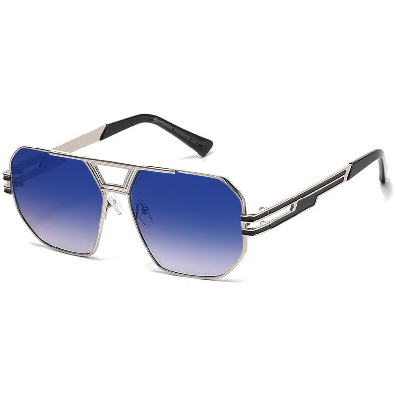 Sølv Manhattan Millionaire Solbriller - Archie | Fade glas - Let blåt spejlglas