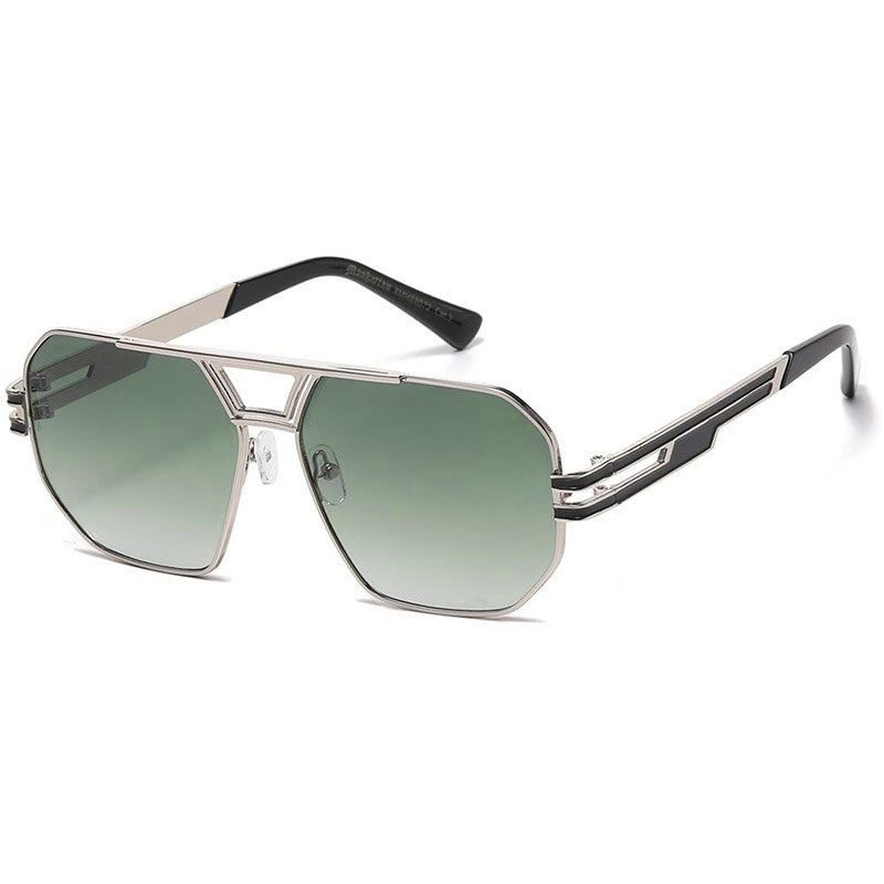 Sølv Manhattan Millionaire Solbriller - Archie | Grønne fade glas