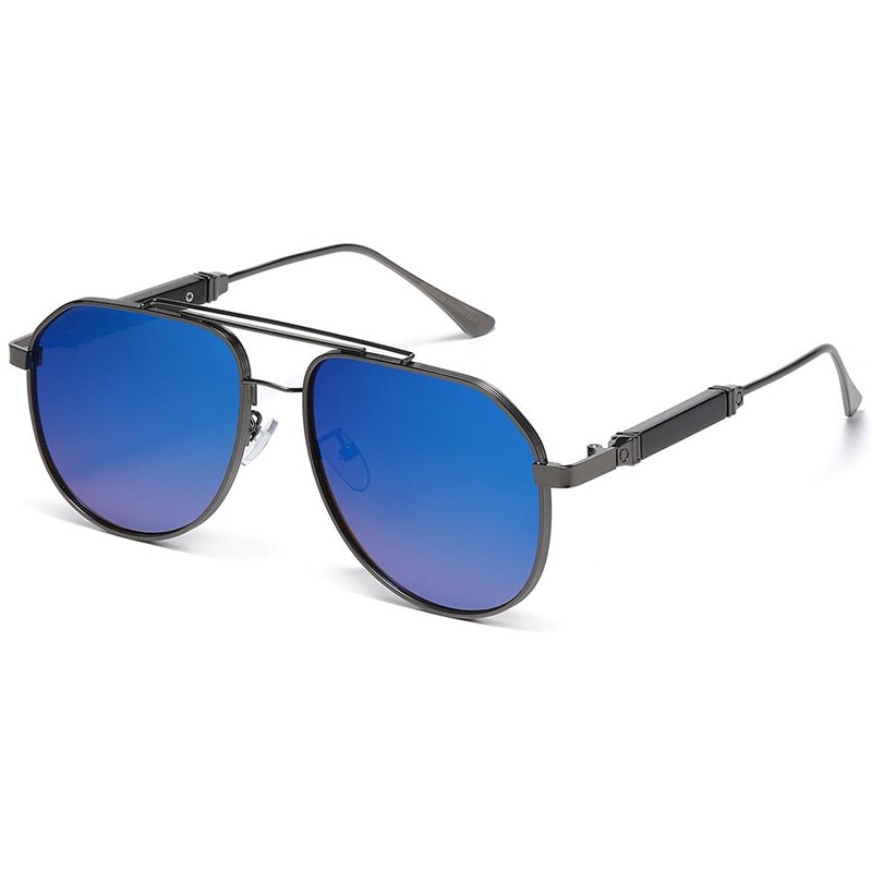 Mørk metal Manhattan Aviator Solbriller - Lloyd | Blå Spejlglas