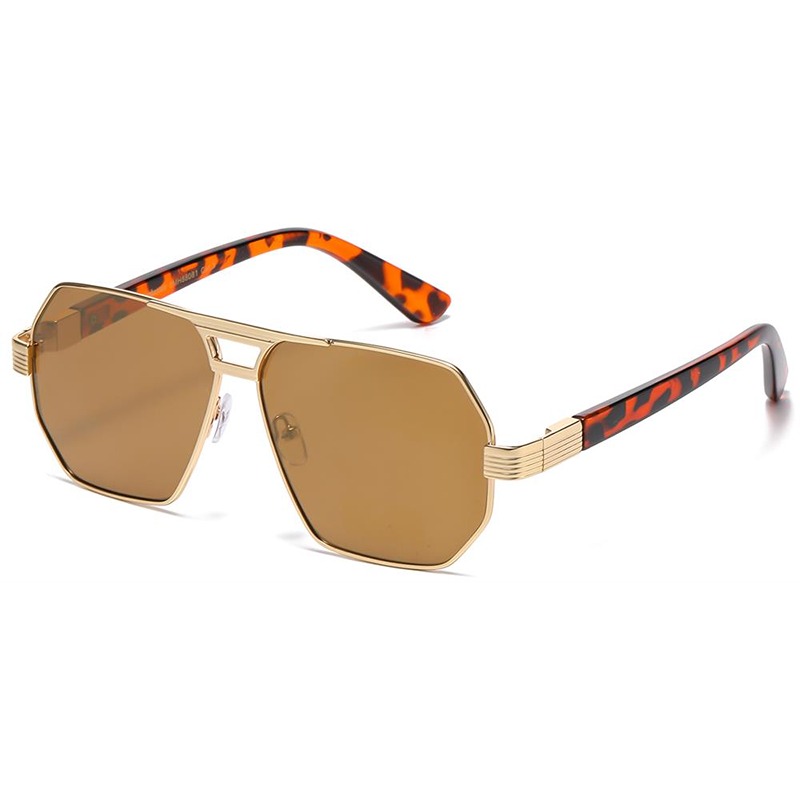 Guld metal og brun turtle Manhattan Aviator-Millionaire Solbriller - Quincy | Guld spejlglas
