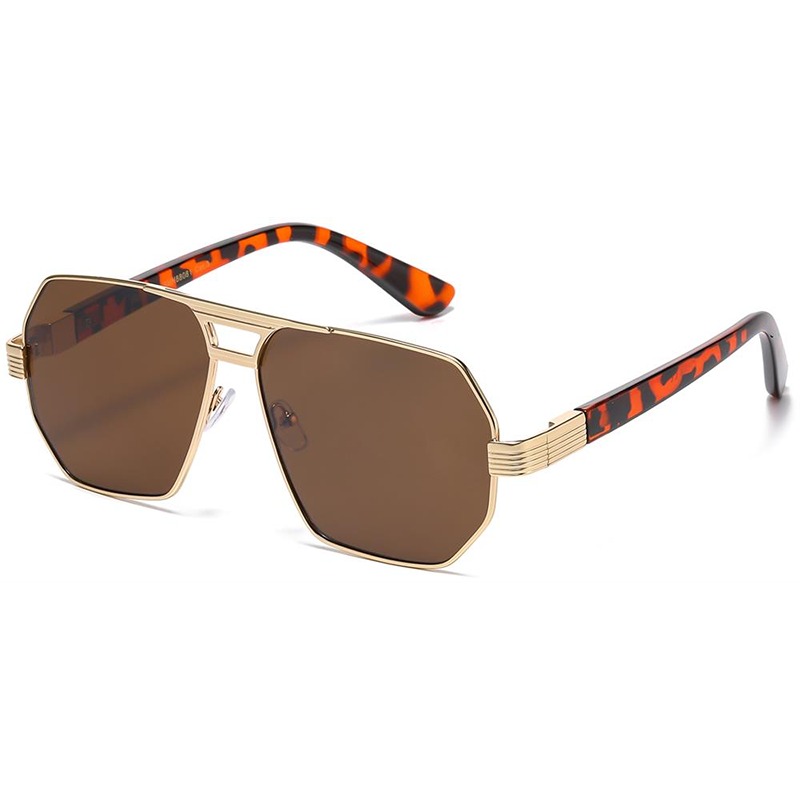 Guld metal og brun turtle Manhattan Aviator-Millionaire Solbriller - Quincy | Brune glas