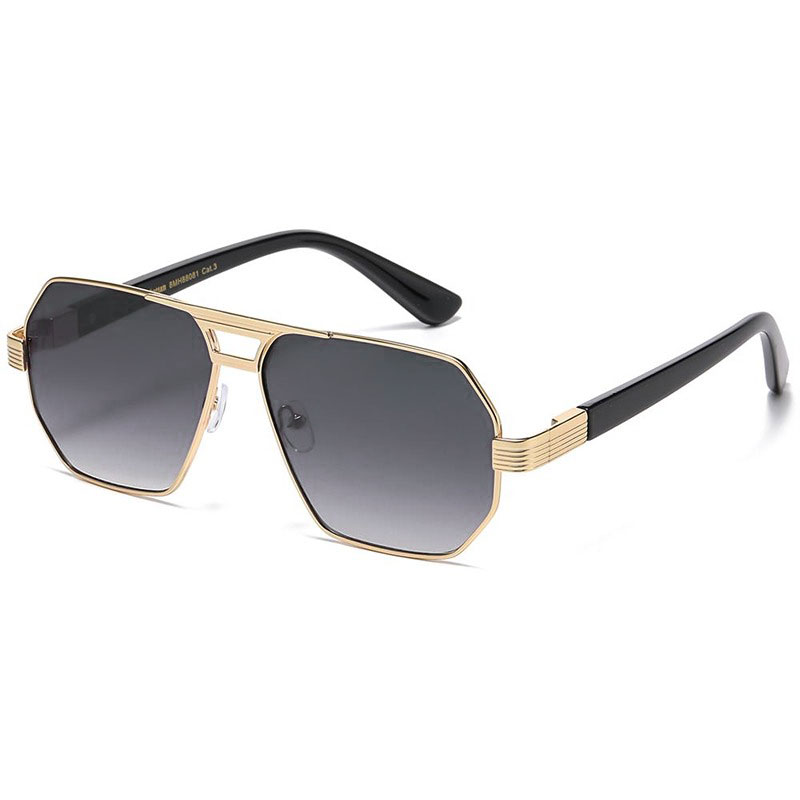 Guld metal Manhattan Aviator-Millionaire Solbriller - Quincy | Mørke fade glas