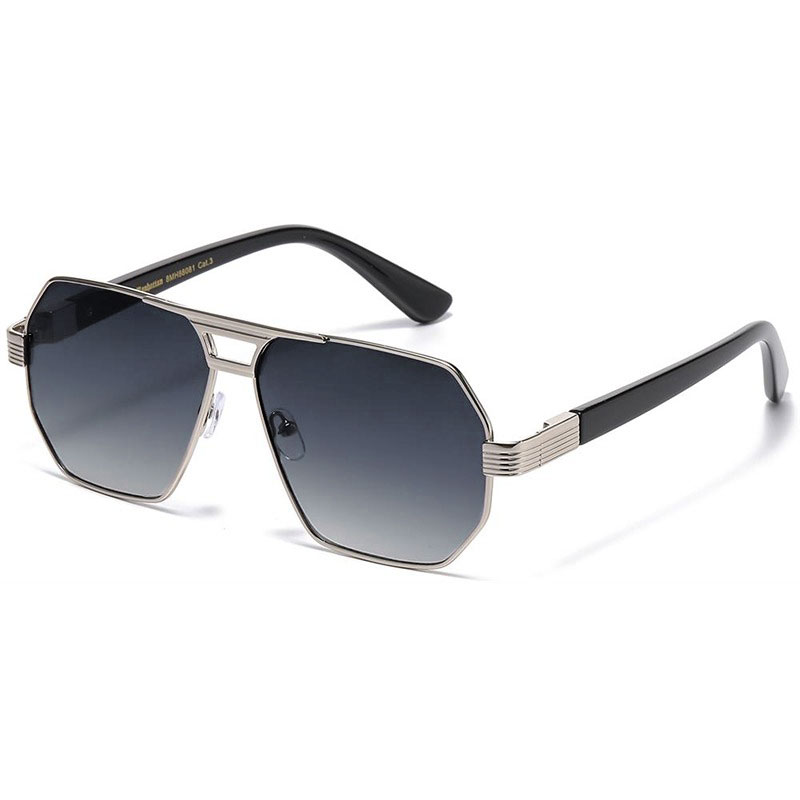 Sølv metal Manhattan Aviator-Millionaire Solbriller - Quincy | Mørke fade glas