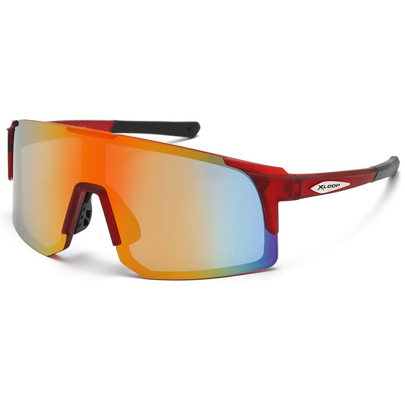 X-Loop Solbriller - Sporty-X | Mørkerødt stel - Multicolor spejlglas