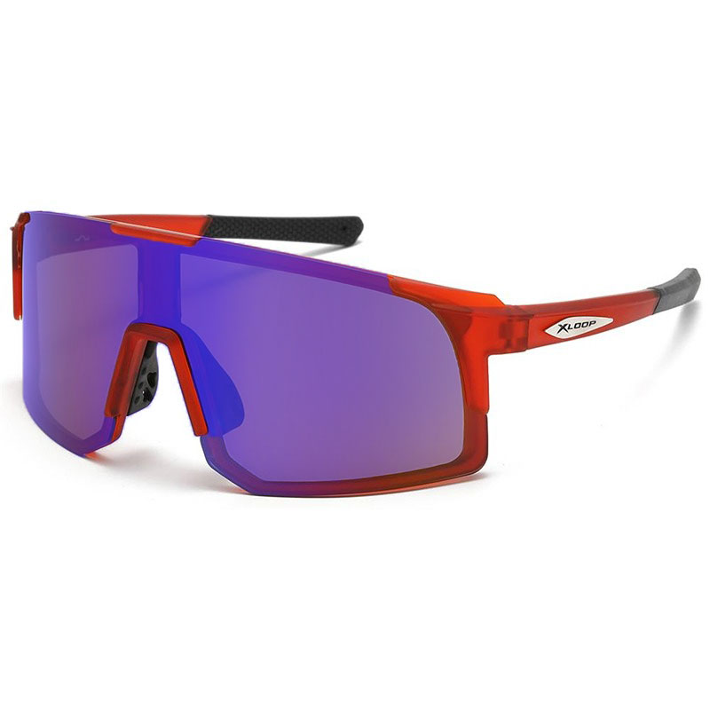 X-Loop Solbriller - Sporty-X | Rødt stel - Blå-lilla spejlglas