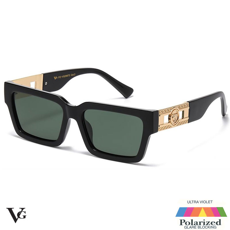 Sorte polariserede VG Solbriller - Brera | Mørkegrønne glas